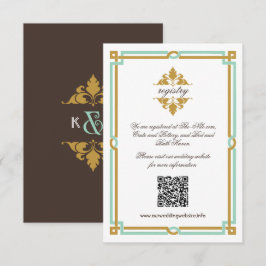 moderne kunst Deco Mint & Gold Wedding Informatiekaartje