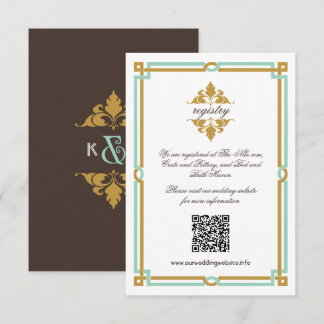 moderne kunst Deco Mint & Gold Wedding Informatiekaartje