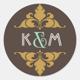  moderne kunst Deco Mint & Gold Wedding Ronde Sticker