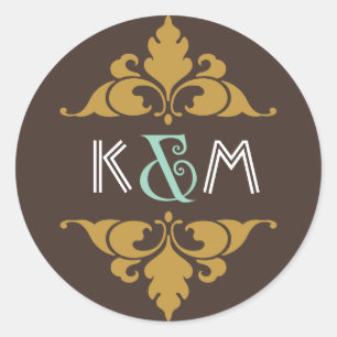  moderne kunst Deco Mint & Gold Wedding Ronde Sticker