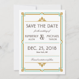  moderne kunst Deco Mint & Gold Wedding Save The Date