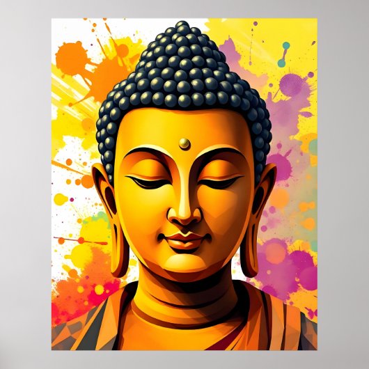 Moderne kunst | Gautama Boeddha Digitale Schilderi Poster (Voorkant)