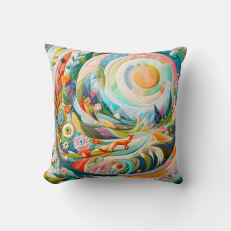 Moderne kunst geborduurd kijken voorjaar landschap kussen