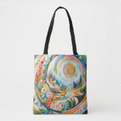 Moderne kunst geborduurd kijken voorjaar landschap tote bag (Voorkant)