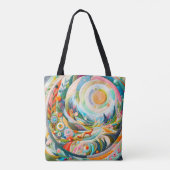 Moderne kunst geborduurd kijken voorjaar landschap tote bag (Achterkant)