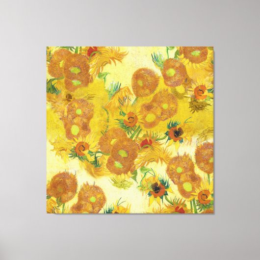 Moderne kunst geel Sinaasappel zonnebloemen olieve Canvas Afdruk (Voorkant)