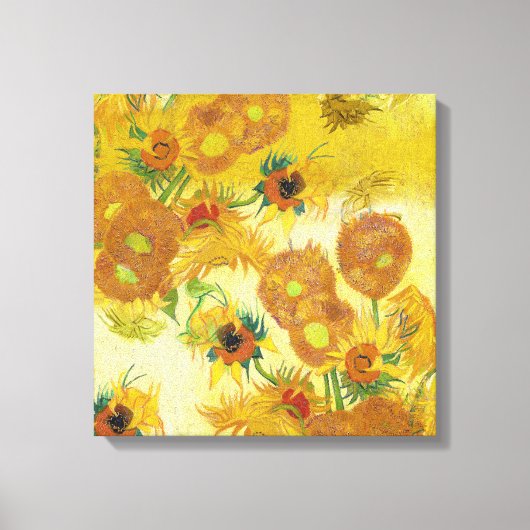 Moderne kunst geel Sinaasappel zonnebloemen olieve Canvas Afdruk (Voorkant)
