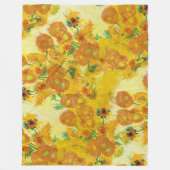 Moderne kunst geel Sinaasappel zonnebloemen olieve Fleece Deken (Voorkant)