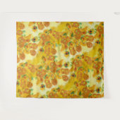 Moderne kunst geel Sinaasappel zonnebloemen olieve Wandkleed (Voorkant (horizontaal))