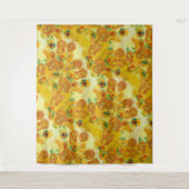 Moderne kunst geel Sinaasappel zonnebloemen olieve Wandkleed (Voorkant)