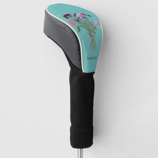 Moderne Kunst Gelukkige Kleurrijke Wildflower +Cus Golfheadcover (Schuin)