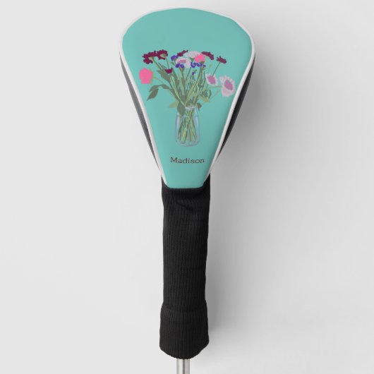 Moderne Kunst Gelukkige Kleurrijke Wildflower +Cus Golfheadcover (Voorkant)