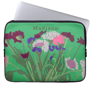 Moderne Kunst Gelukkige Kleurrijke Wildflower +Cus Laptop Sleeve