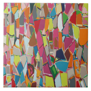 Moderne kunst Geometrische deco uit meerdere kleur Tegeltje