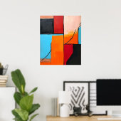 moderne kunst, geometrische vormen, abstract ontwe poster (Thuiskantoor)