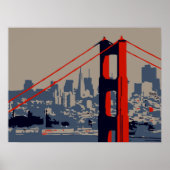 Moderne kunst: Golden Gate Bridge en skyline Poster (Voorkant)