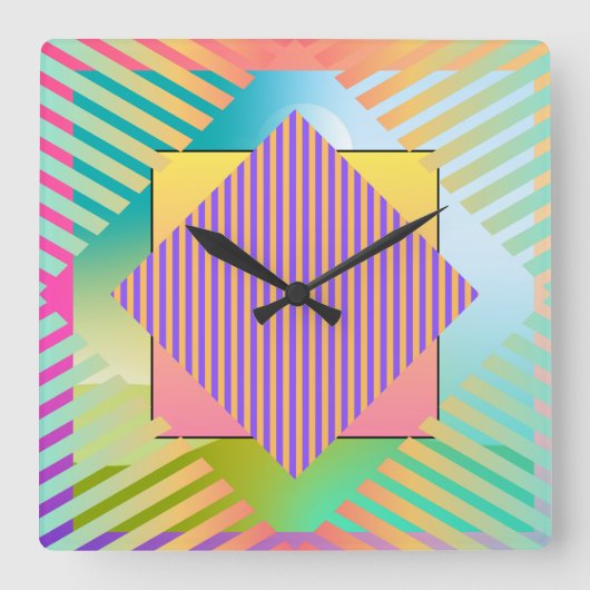 Moderne Kunst Grafik-Design 1 Formen Linien Farben Vierkante Klok (Voorkant)