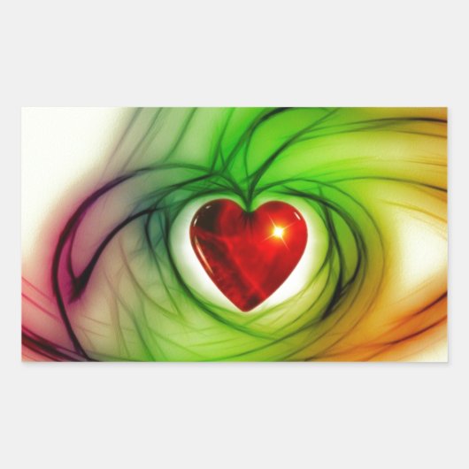 Moderne kunst hart, chic liefdespatroon cadeaus vo rechthoekige sticker (Voorkant)