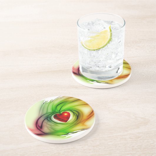 Moderne kunst hart, chic liefdespatroon cadeaus vo zandsteen onderzetter (Zijkant)