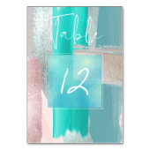 Moderne kunst, kleur blok tafel NAO. Blush+Blue Kaart (Achterkant)