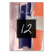 Moderne Kunst, Kleurblok Tafel Nummers. Blush+Navy Kaart (Achterkant)