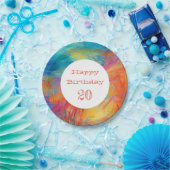 Moderne Kunst Kleurrijk Happy Birthday AGE Fun Papieren Bordje (Feest)