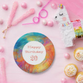 Moderne Kunst Kleurrijk Happy Birthday AGE Fun Papieren Bordje (Feest)