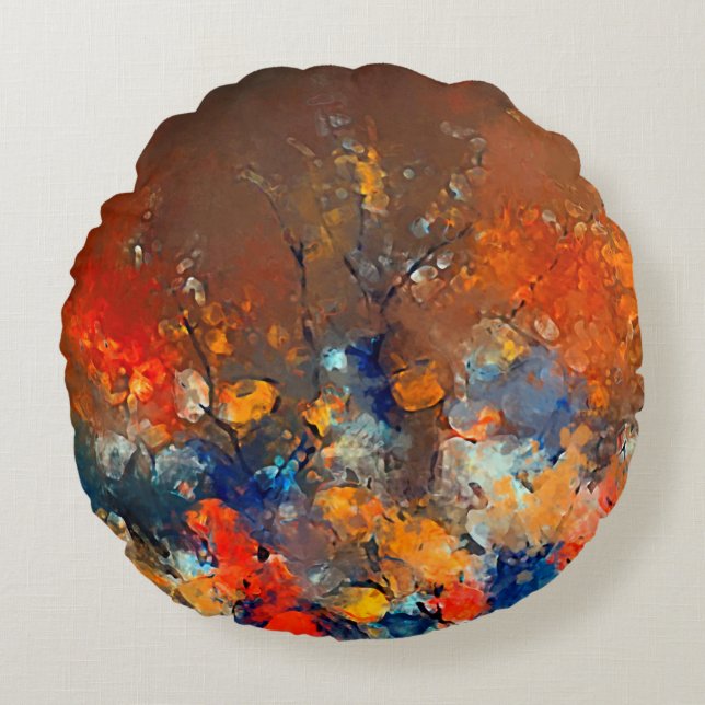 Moderne kunst. Kleurrijke hedendaagse kunst. Kleur Rond Kussen (Voorkant)