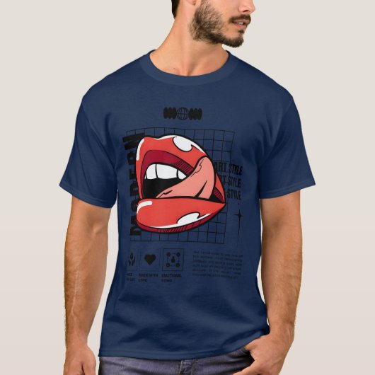 Moderne Kunst Lip Print Lippenstift Markierung mei T-shirt (Voorkant)