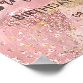 Moderne Kunst Meisje Roze Faux Gouden Glitter Welk Poster (Hoek)