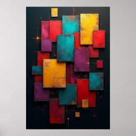 Moderne kunst met rechthoeken poster