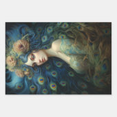 Moderne Kunst met Vrouw en Peacock Veren Inpakpapier Vel (Voorkant)