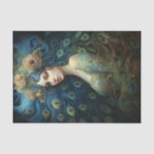 Moderne Kunst met Vrouw en Peacock Veren Tissuepapier (Voorkant)