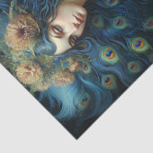 Moderne Kunst met Vrouw en Peacock Veren Tissuepapier (Detail)