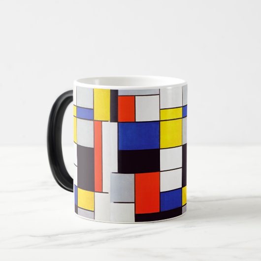Moderne kunst Mok - Piet Mondriaan's Retro Harmony (Voorkant links)
