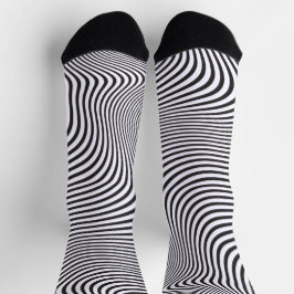 Moderne Kunst Op-Art MCM Zwart Wit Zebra Strepen Sokken