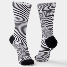 Moderne Kunst Op-Art MCM Zwart Wit Zebra Strepen Sokken