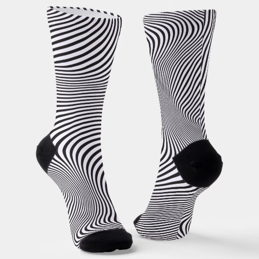 Moderne Kunst Op-Art MCM Zwart Wit Zebra Strepen Sokken (Gebogen)