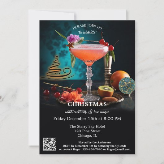 Moderne Kunst Originele Cocktail Kerstvakantie Kaart (Voorkant)