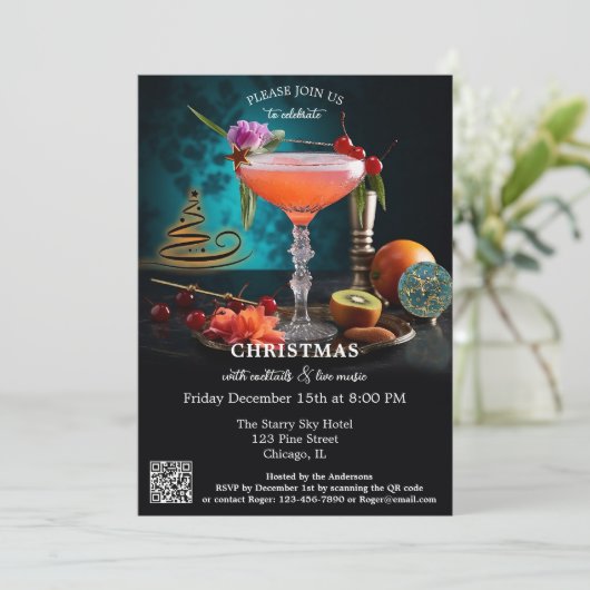 Moderne Kunst Originele Cocktail Kerstvakantie Kaart (Staand voorkant)