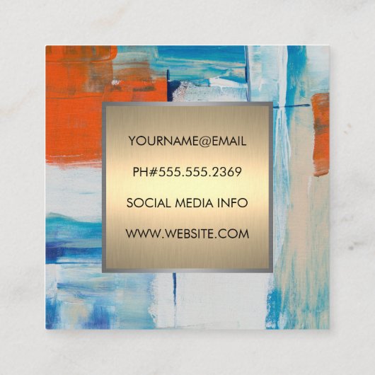 Moderne Kunst | Patroon Goud Metaal Vierkante Visitekaartje (Achterkant)