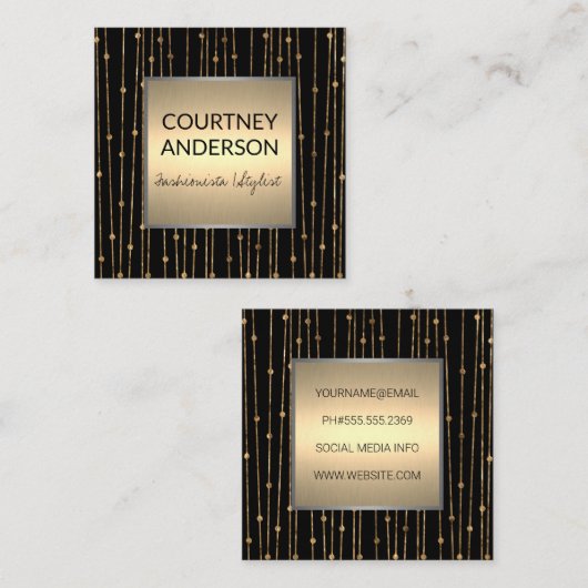 Moderne kunst | Patroon gouden lijn werk Vierkante Visitekaartje (Voorkant / Achterkant)