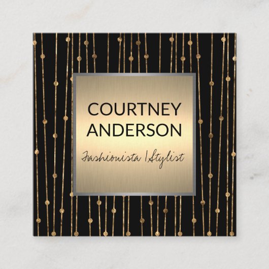 Moderne kunst | Patroon gouden lijn werk Vierkante Visitekaartje (Voorkant)