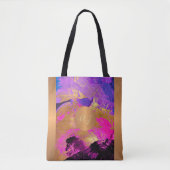 Moderne kunst penseelstreken paarse gouden monogra tote bag (Voorkant)