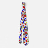 Moderne Kunst Rode Gele Blauwe Rasterpatroon Nekda Stropdas (Achterkant)