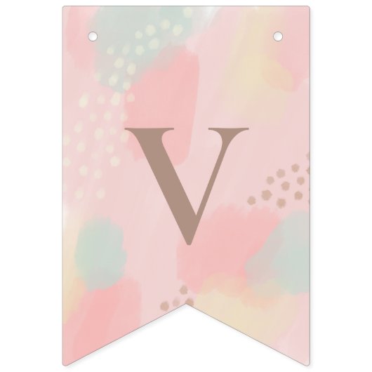 Moderne Kunst Roze Pastel Bruiloft Vlaggetjes (Eerste vlag)