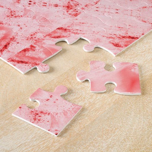 Moderne kunst roze-rode legpuzzel (Zijkant)