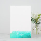 Moderne kunst schattige blauwe waterverf gepersona briefpapier (Staand voorkant)