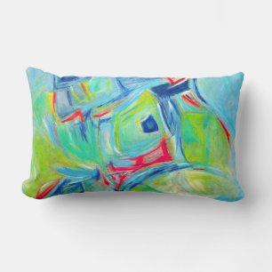Moderne Kunst Schilderij Expressieve Groen en Blau Kussen