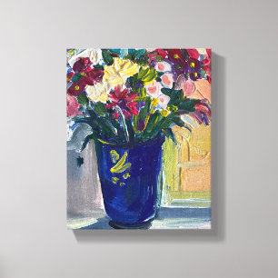 Moderne kunst, schilderkunst, bloemen canvas afdruk